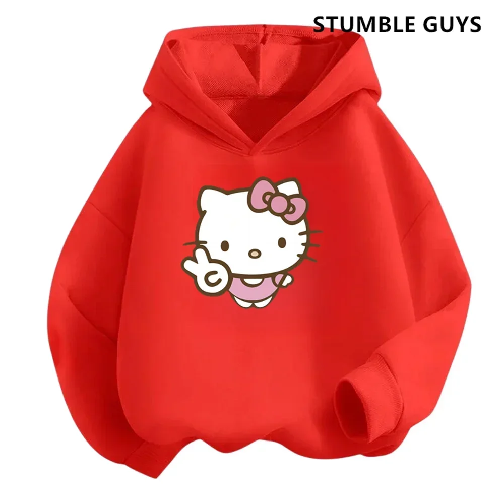 Autumn and Winter Fashion Hello Kitty Cute Cartoon Kawaii Series Girls Leisure Sports Series Suit 3-14 Years Old Ports Suits