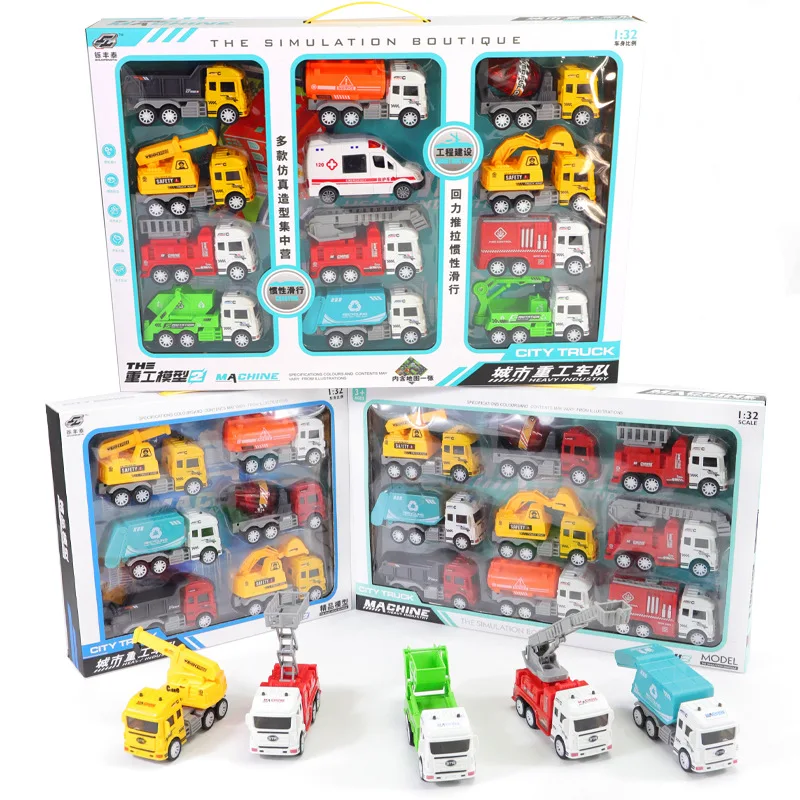 Mini Auto Model Speelgoed Terug Te Trekken Auto Speelgoed Engineering Voertuig Brandweerwagen Kinderen Traagheid Auto 'S Jongen Speelgoed Diecasts Speelgoed Speelgoed Voor Kinderen Cadeau