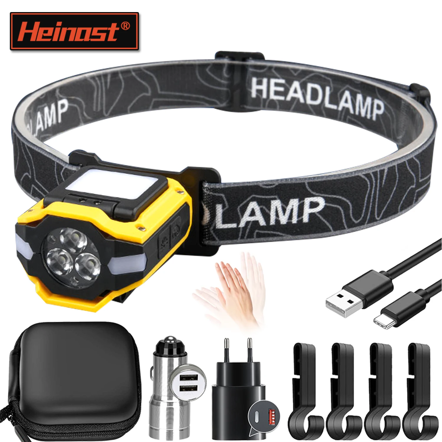 

Super Bright Induction Headlamp COB+LED Sensor Head Flashlight Built in Battery USB Rechargeable for Camping Fishing Work Lights