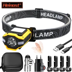 Super Bright Induction Headlamp COB+LED Sensor Head Flashlight Built in Battery USB Rechargeable for Camping Fishing Work Lights