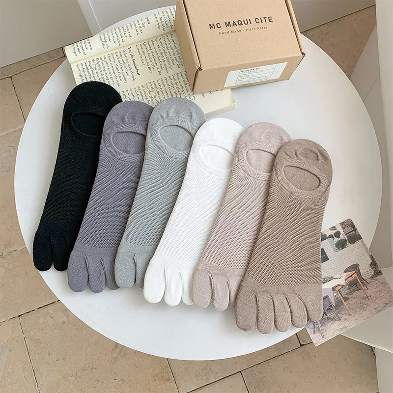 

Мужские носки с пятью пальцами, силиконовые нескользящие невидимые короткие носки до щиколотки с низким вырезом на каблуке, летние повседневные тонкие дышащие универсальные носки