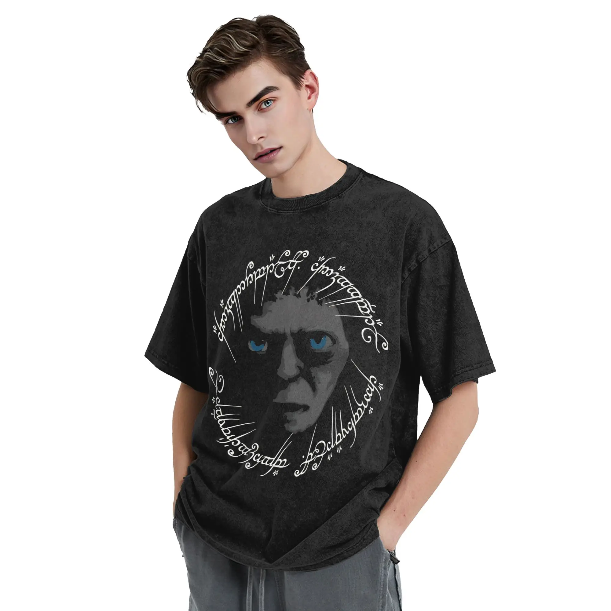 Gollum L-Lords R-Rings T Shirts Hip Hop Washed Short Sleeve T-Shirt  Retro for Men Women Streetwear Graphic Printed Tops Tees