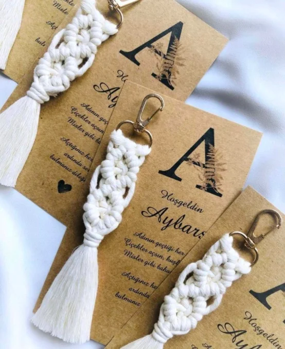 

Macrame Keychain 50 PCs birthday Birthday Babyshower Promise Engagement Wedding for your special hediyelik