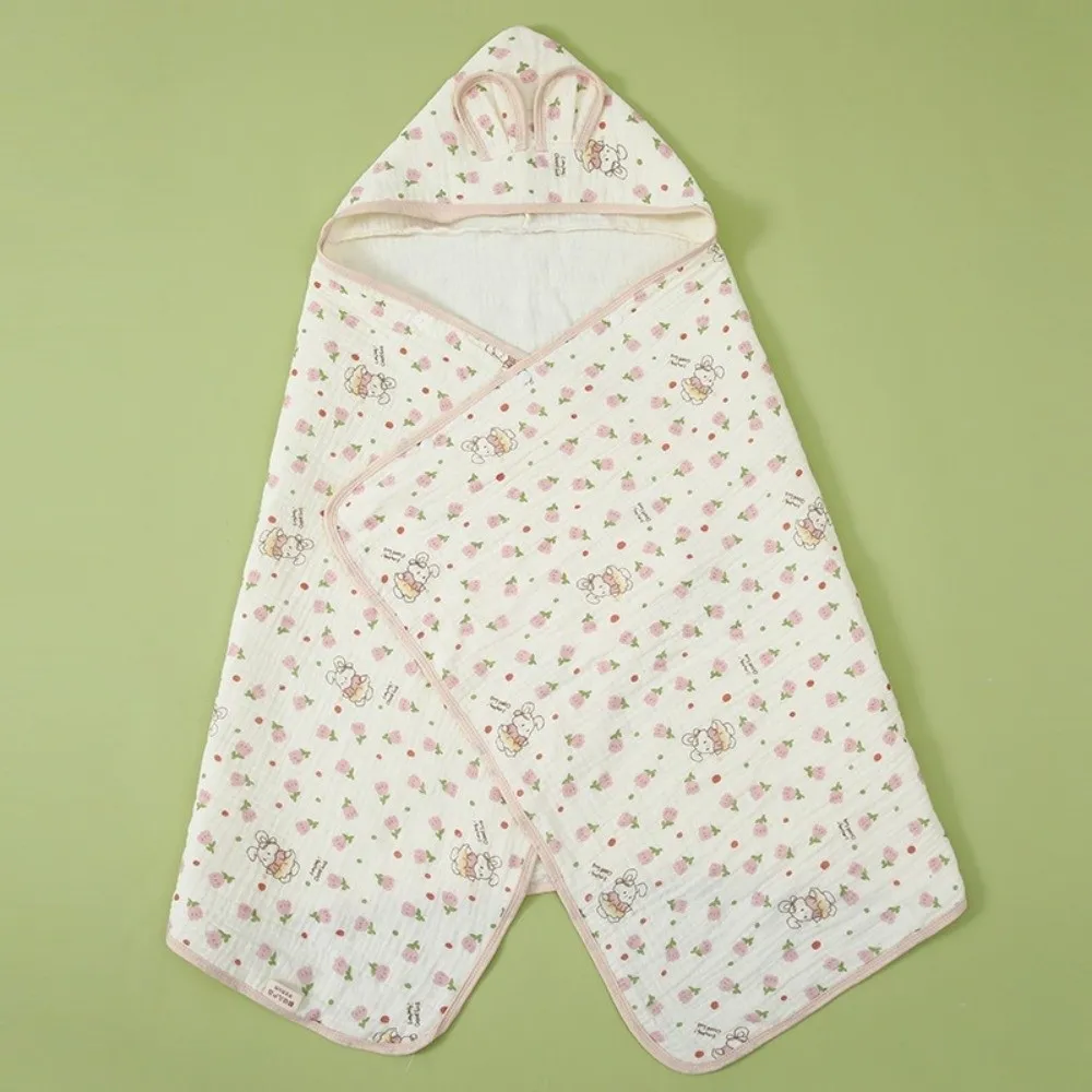 الدب المطبوعة الرضع مقنعين منشفة التفاف بطانية طبقة واحدة عباءة القطن الخالص الشاش الملمس الناعم مادة تنفس