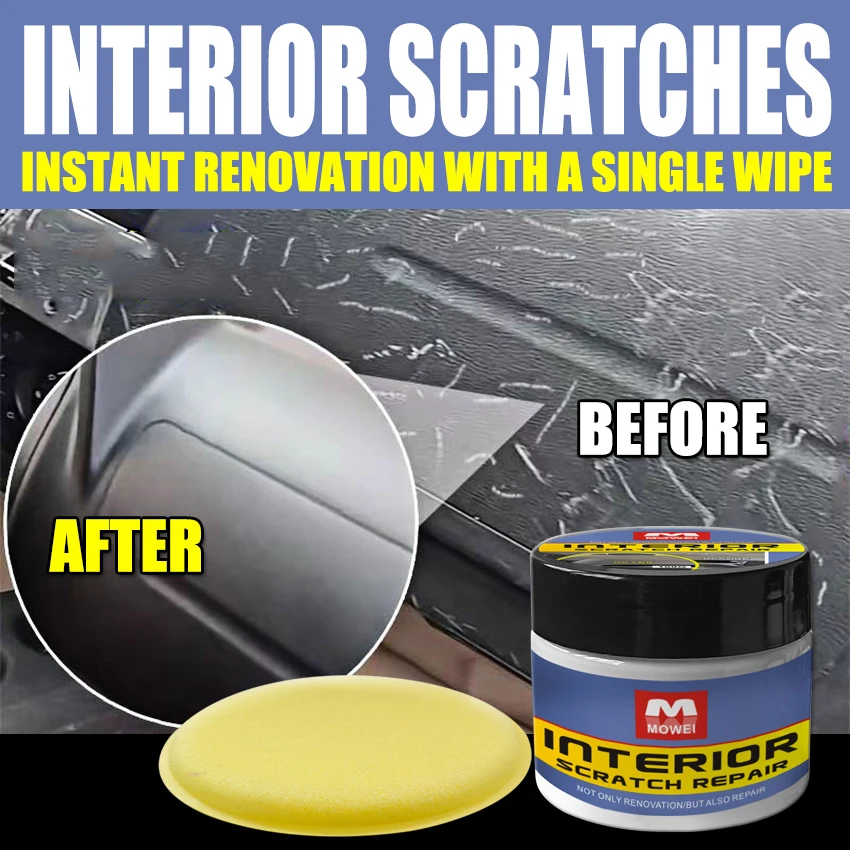 100g Interior Scratch Repair Paste, Universal Leather & Plastic Restorer Cream, Car Bumpers, Steering