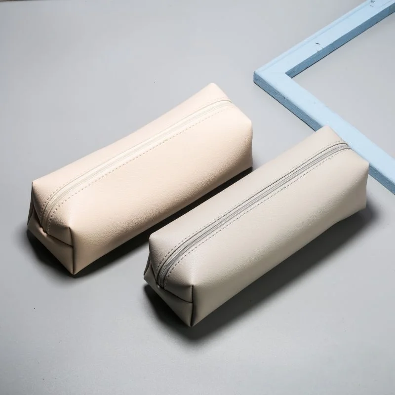 Large Capacity Pen Bag PU Leather Pen Case Korean Stationery Holder Storage Box Zipper Pencil Pouch Student School Supplies