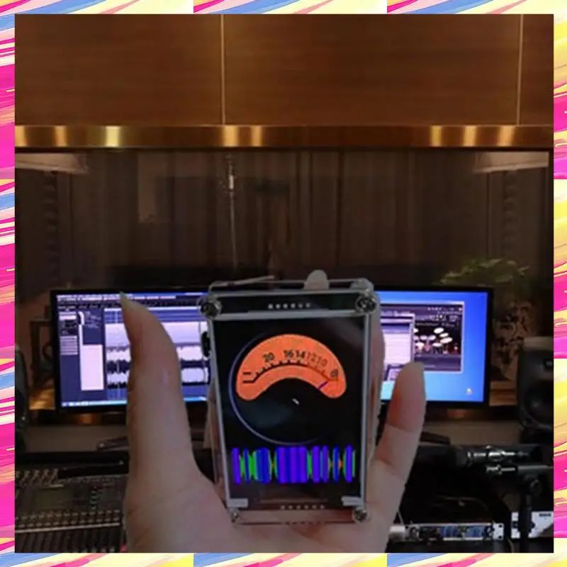 AIAI Klok Muziek Spectrum VU Meter 2,4 "Analog Display Spraakbesturing Digitale Ritme Analyzer