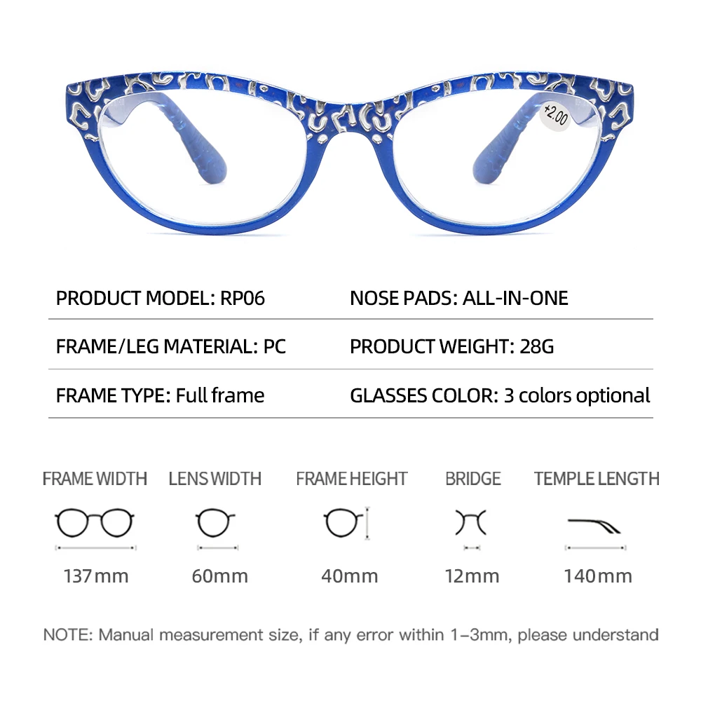 NONOR Classic High Definition Lens Reading Glasses For Women Red Cat Eye Magnifying Old Flower Presbyopic Eyeglasses Frames +2.5