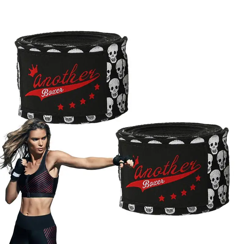 Boxing Wraps Unique 9.84ft Spooky Skull Kickboxing Wraps Professional Protective Gear Muay Thai 2PCS Elastic Bandages For Sports