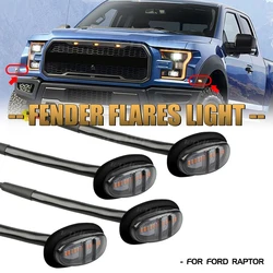 4Pcs LED Front Grille Lamp Wheel Fender LED Signal Light Amber Smoked Car Assessories For Ford F-150 F150 Raptor 2017 2018 2019