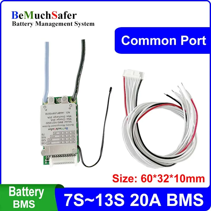 7S 10S 12S 13S 20A BMS Common Port With On/Off Switch Temperature Sensor 7S20A 10S20A 12S20A 13S20A 24V 36V 43.2V 48V for DIY