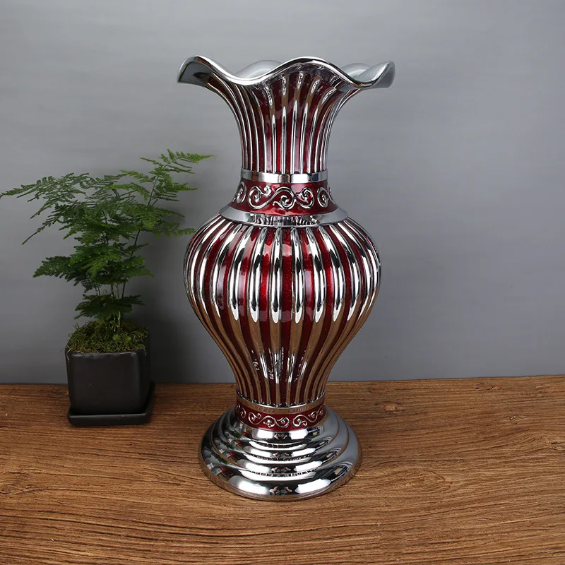 European vase ornament, living room TV cabinet, dried flower flower arrangement, large metal handicraft, luxury home decoration