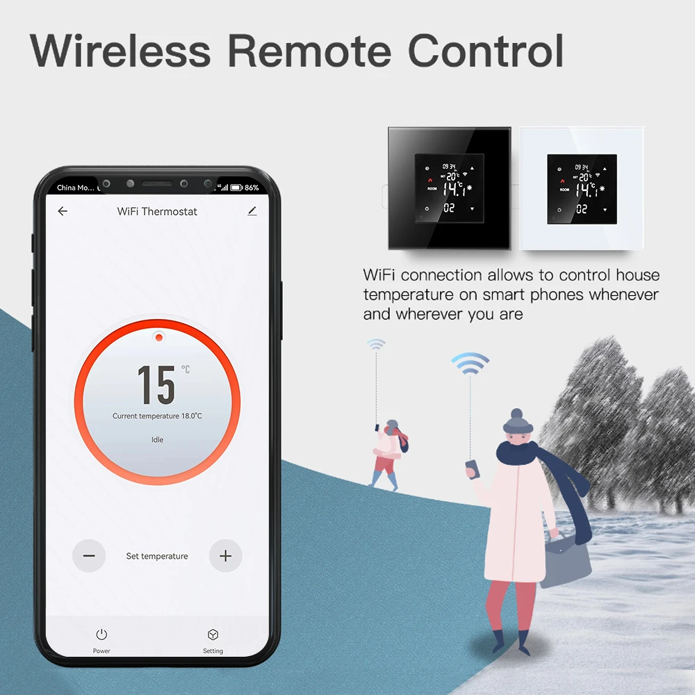 Contrôleur de température intelligent WiFi avec interrupteur tactile, prise murale, thermorégulateur Tuya, eau, sol électrique, gaz, bomicrophone,