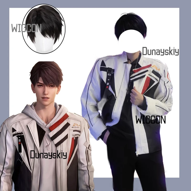 

Костюм для косплея Love and Deepspace Xia Yizhou Caleb Heartward Voyage Ver. Байкерская куртка, парик, повседневная одежда, сезонные мероприятия