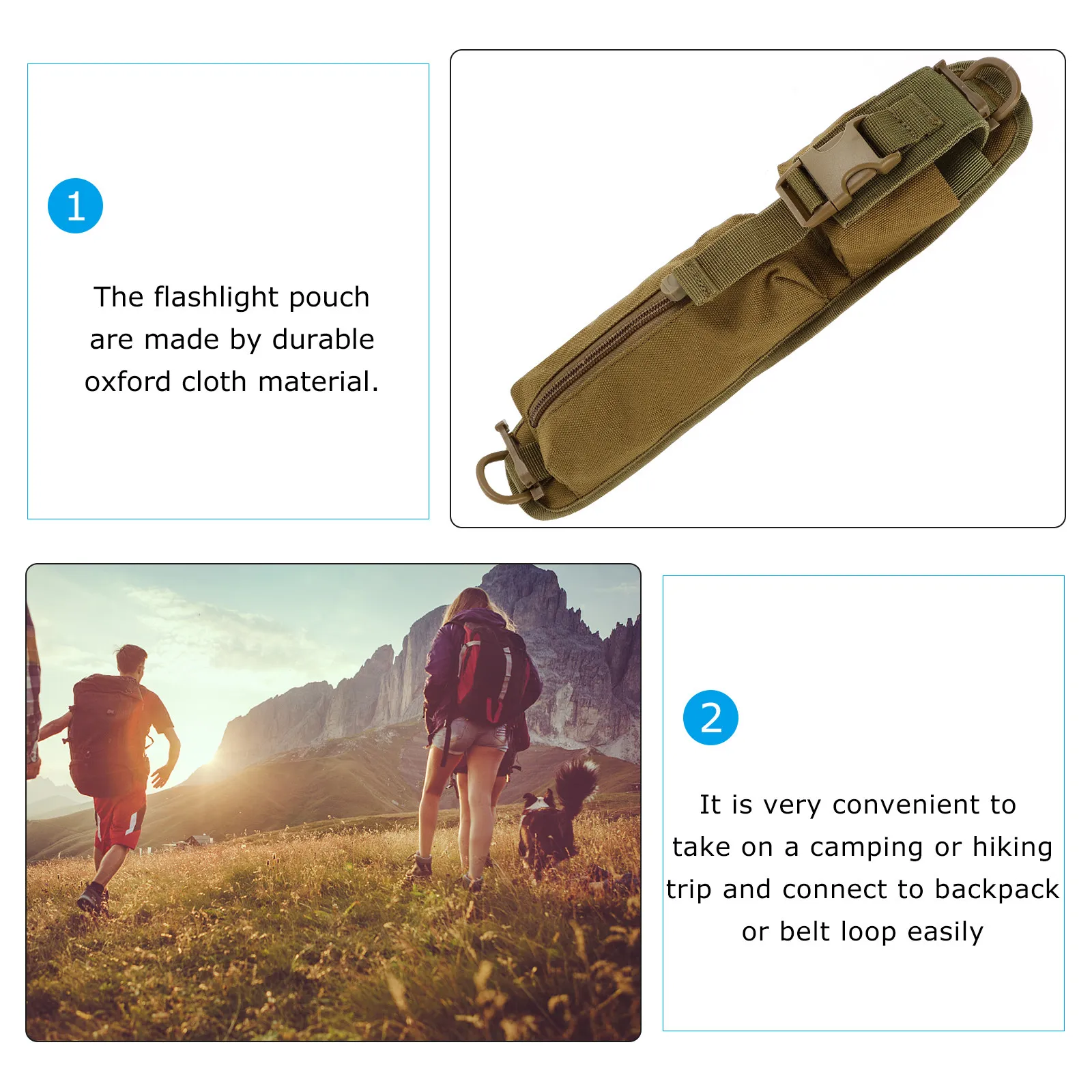 1Pcs Heavy Duty Oxford Fabric Flashlight Holster Pouch Easy Attach Belt Loop Torch Holder for Outdoor Camping Flashlight Belt