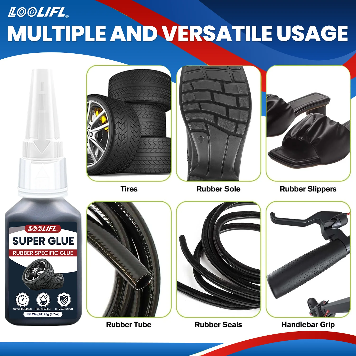 LOOLIFL, 1-10 Pieces Black Super Glue, Tire Repair Agent, High Strength, Waterproof, Wear-Resistant, High Temperature Resistant, Tough, Stable.
