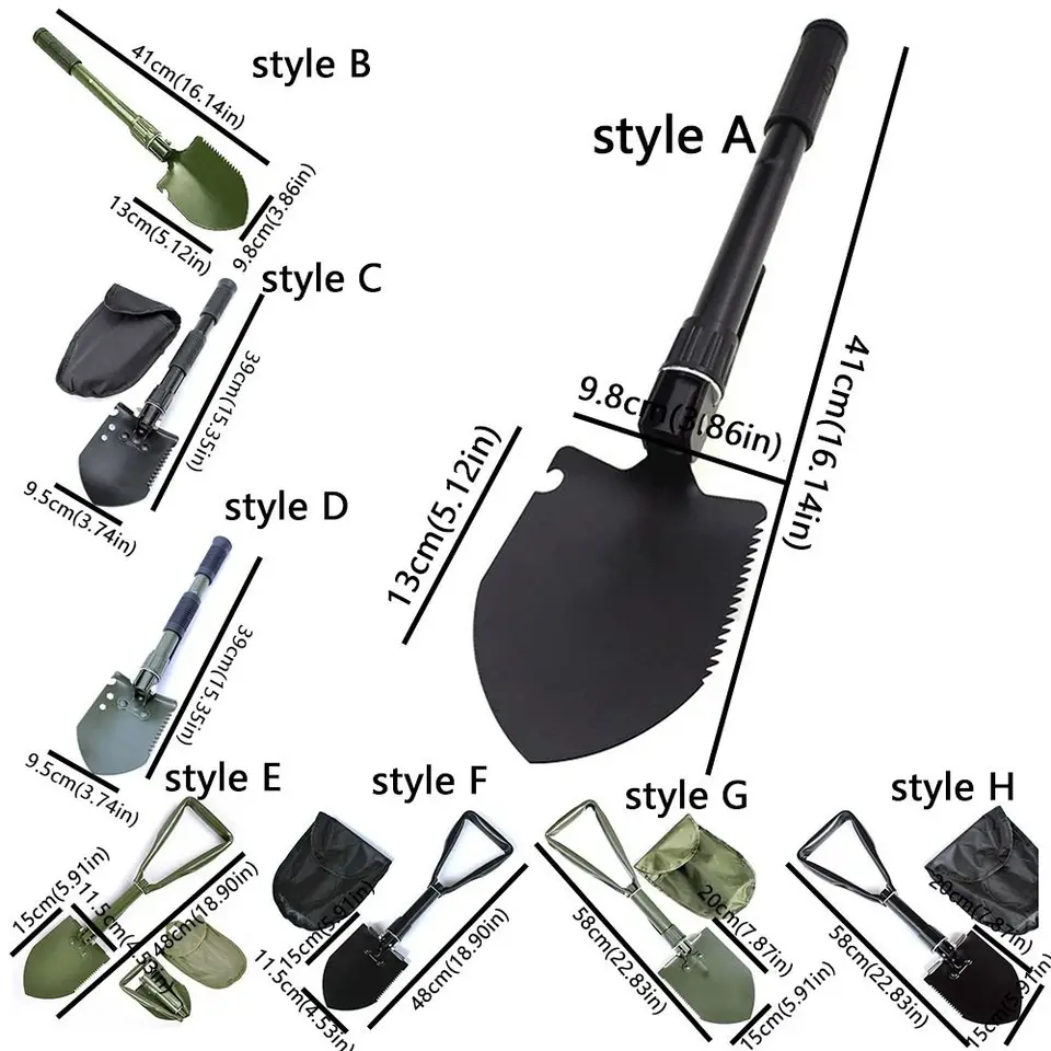Portable Military Shovel – Folding Bucket Tool, 15cm Blade, Black, Multi-Use