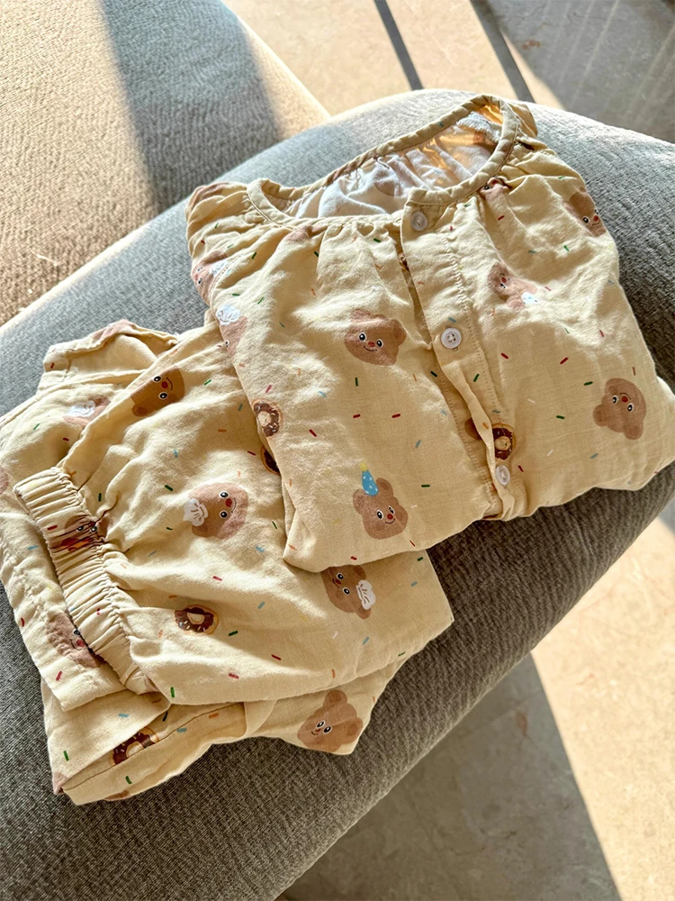 

Printed Bear Cookie Spwear Women's Loose Soft Skin-friendly Long Sve Long Pants Home Clothes plus Size Set Comfortable ...