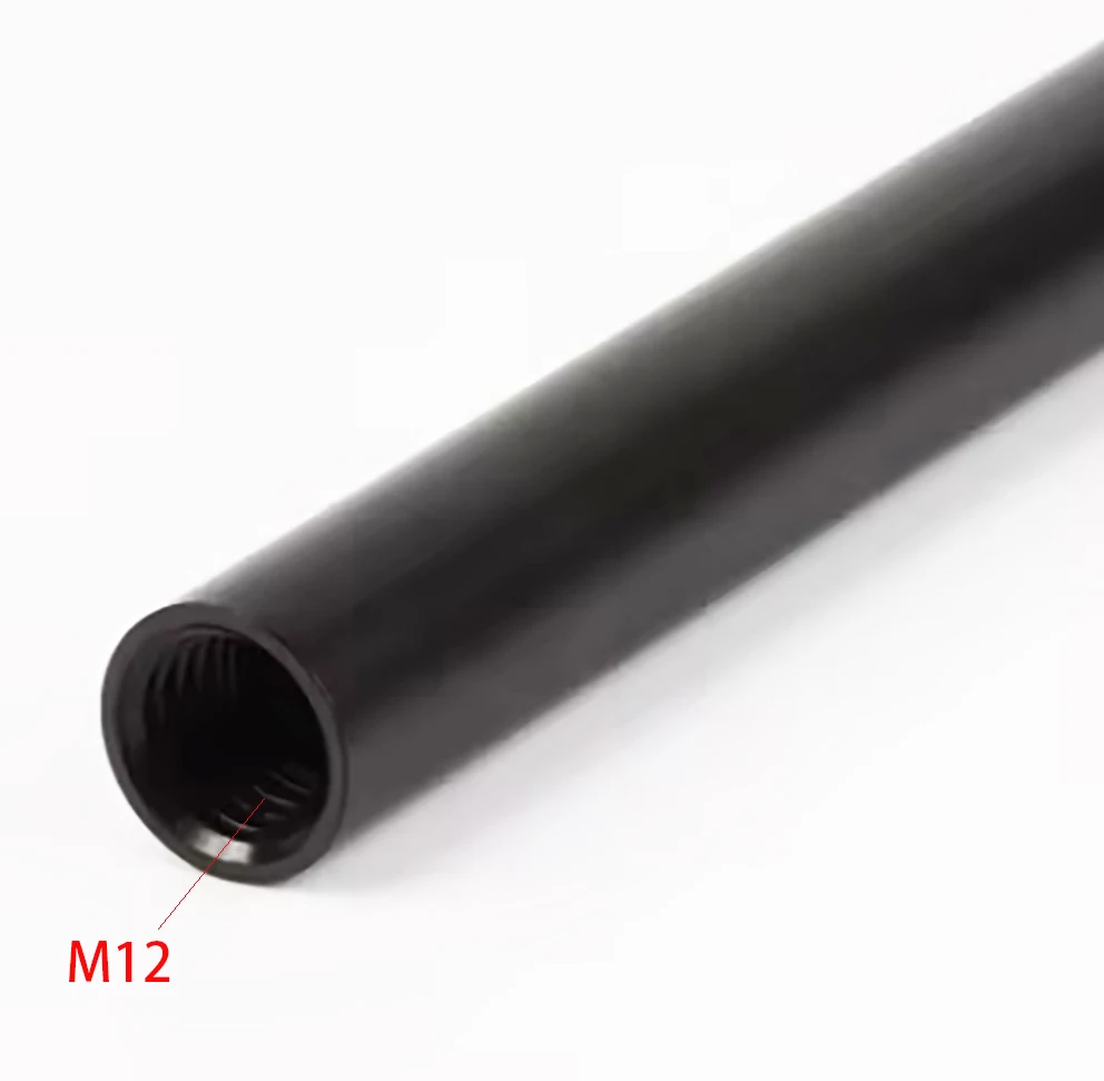 2x Black Aluminum Alloy 15mm Rod with M12 Female/ Inner Thread 15cm 6 Inch Long (pack of Two)