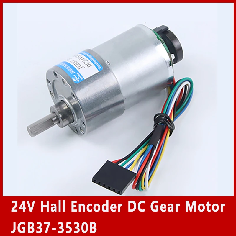 24V Hall Encoder DC Gear Motor Adjustable Speed  Can CW CCW Switching Metal Gear Micro Motor JGB37-3530B