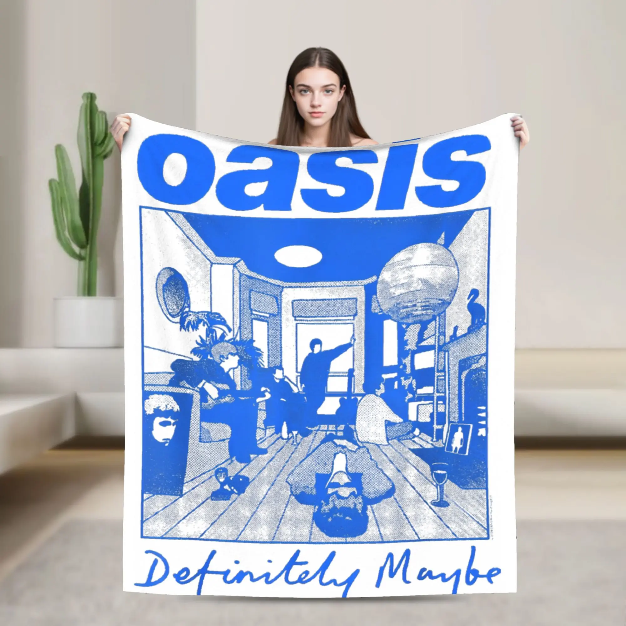 Band O-Oasis Rock Blankets Wool Funny Warm Throw Blanket for Home Restaurant Summer