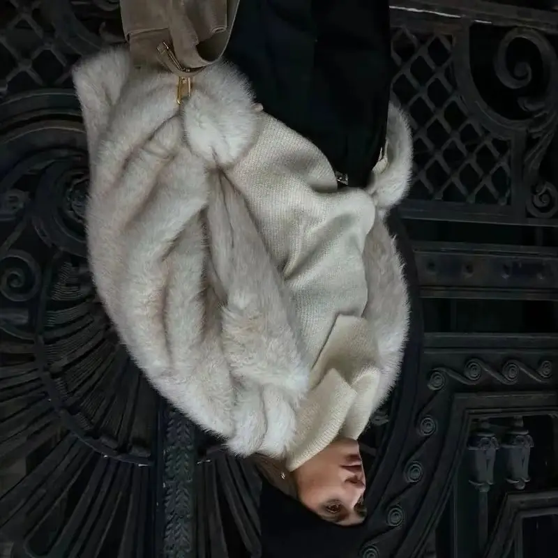 2026 Winter New Style Fashion Faux Fox Fur Loose Warm Outerwear European and American Cross Border Women's Faux Fur Long Coat