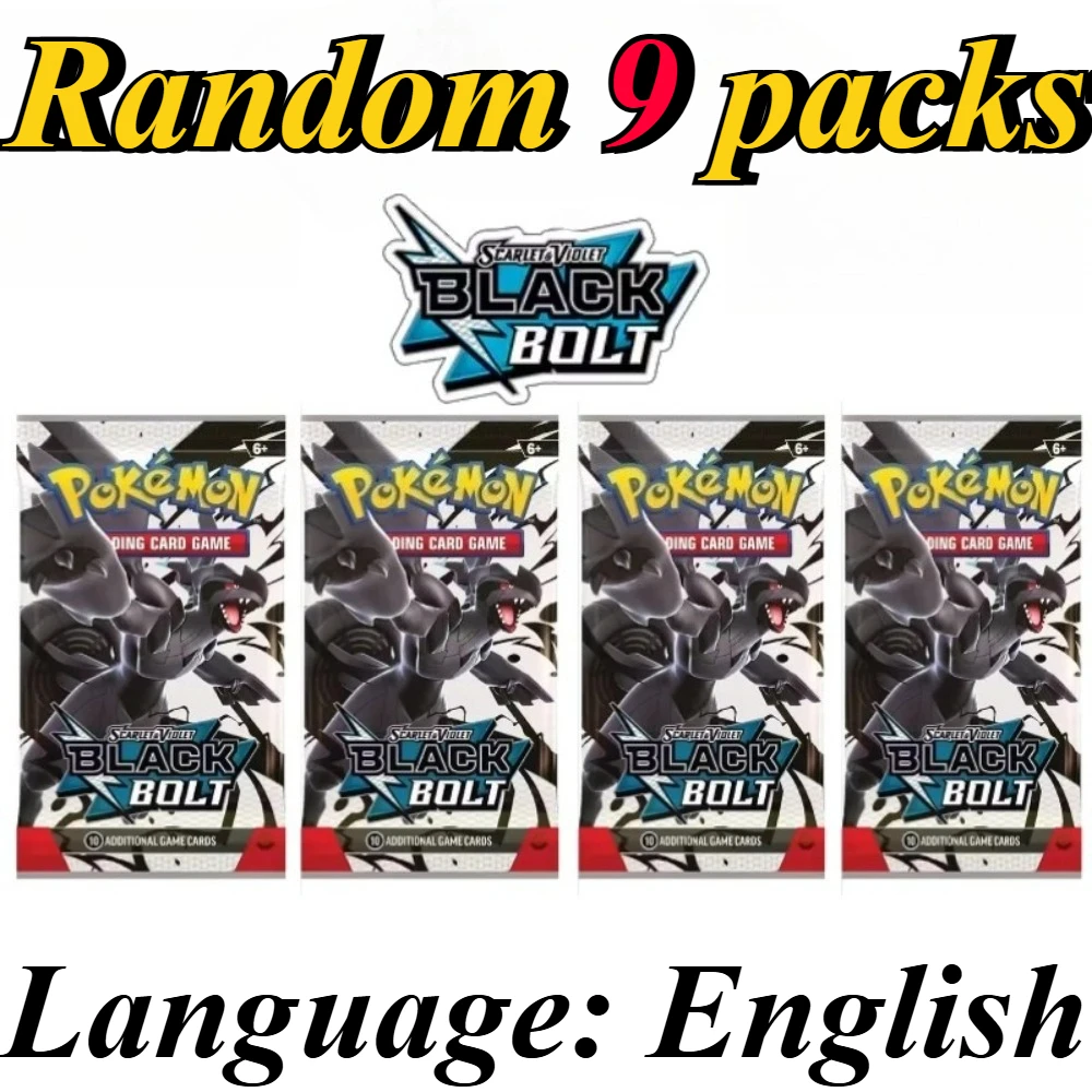 9 Packungen Pokémon-Kartenpakete Bright Stars Prismatic Evolutions, PALDEAN FATES, Englische Erweiterungspakete, Battle Transaction Card Geschenkset – Detail 8