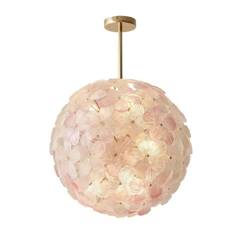 French cream wind crystal lamp modern minimalist atmosphere light luxury living room chandelier creative flower master bedroom