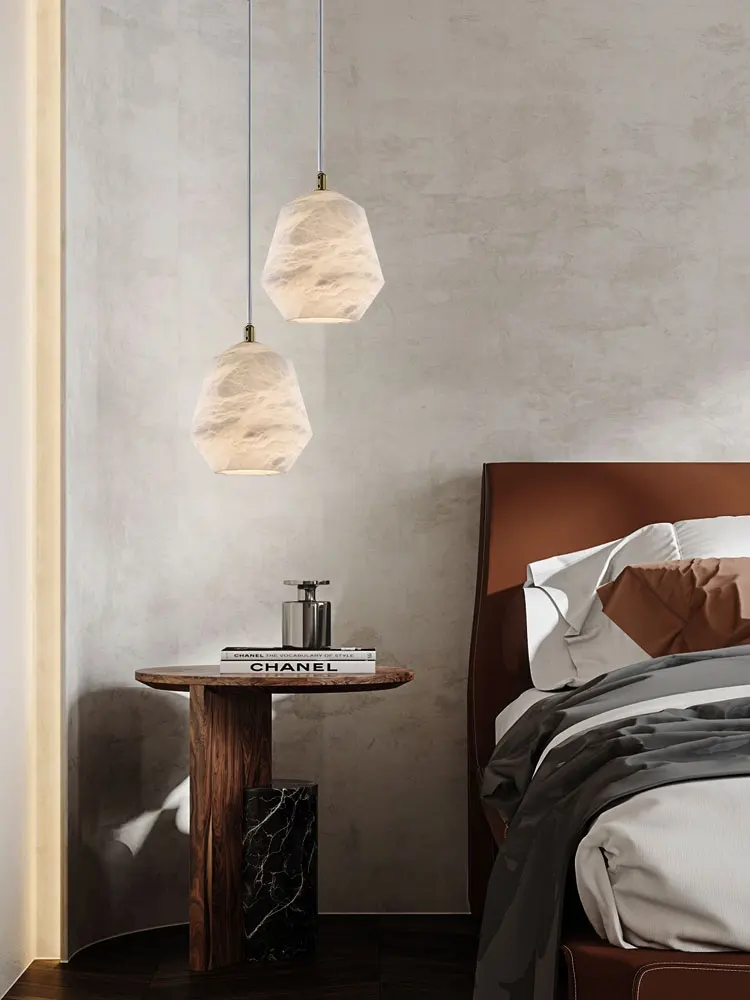 

Marble Series 2024 Chandelier Bedside Lamp Pendant Light Suspension Luminaire Lampen Alabaster Hanging Light For Bedroom Foyer