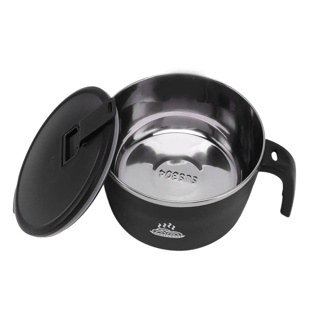 Practical 304 Stainless Steel Instant Noodles Bowl 1300ml With Lid Double Wall Noodle Bowl Portable Ramen Cooker For Camping