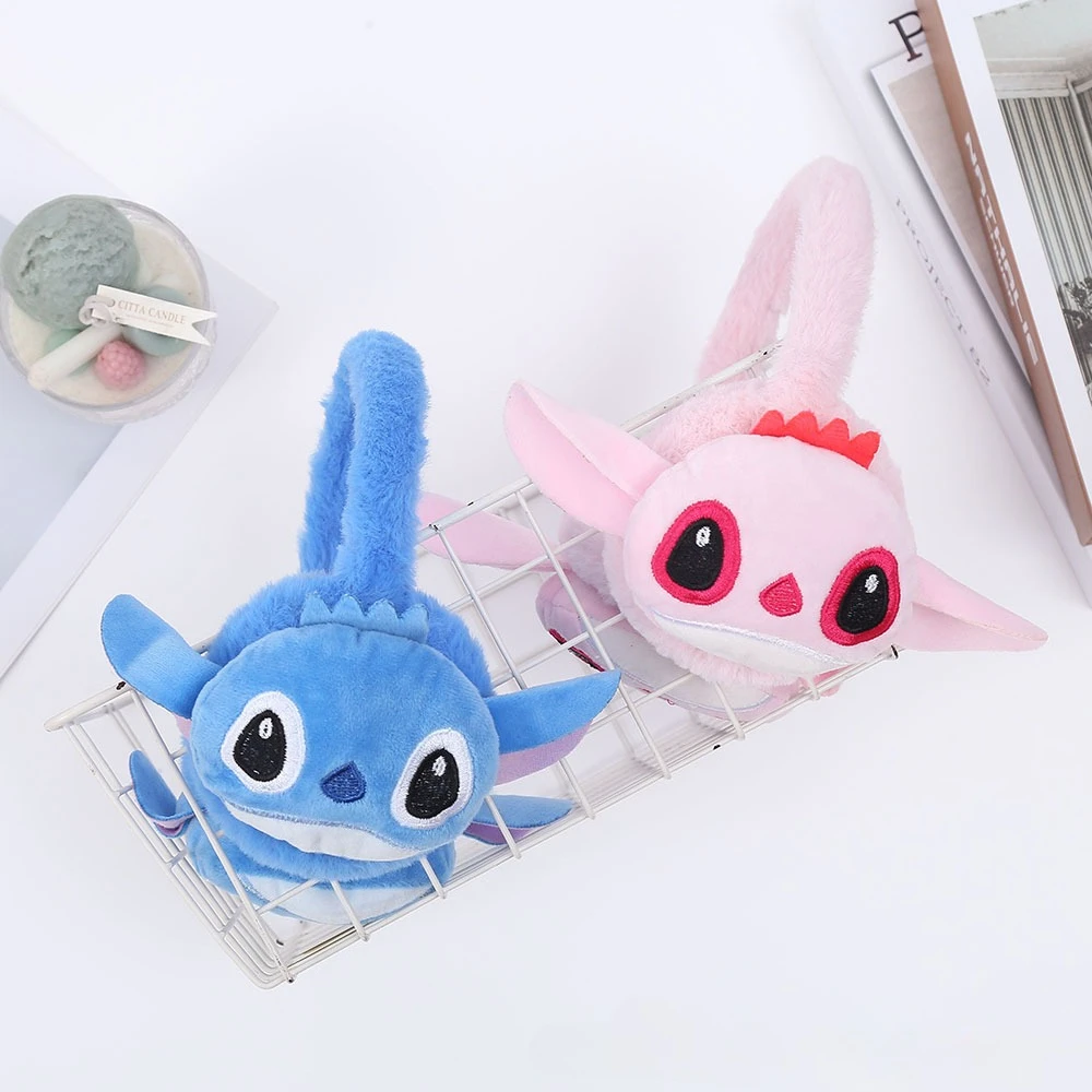 Miniso Disney Stitch's new versatile scarf with warm ears cute and soft glutinous girl plus velvet thickened cartoon earmuffs
