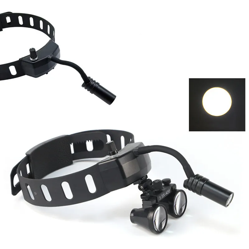 Dental Wireless LED Headlight Plus 2.5X3.5X Magnifying Glass Dental Loupes for ENT Medical