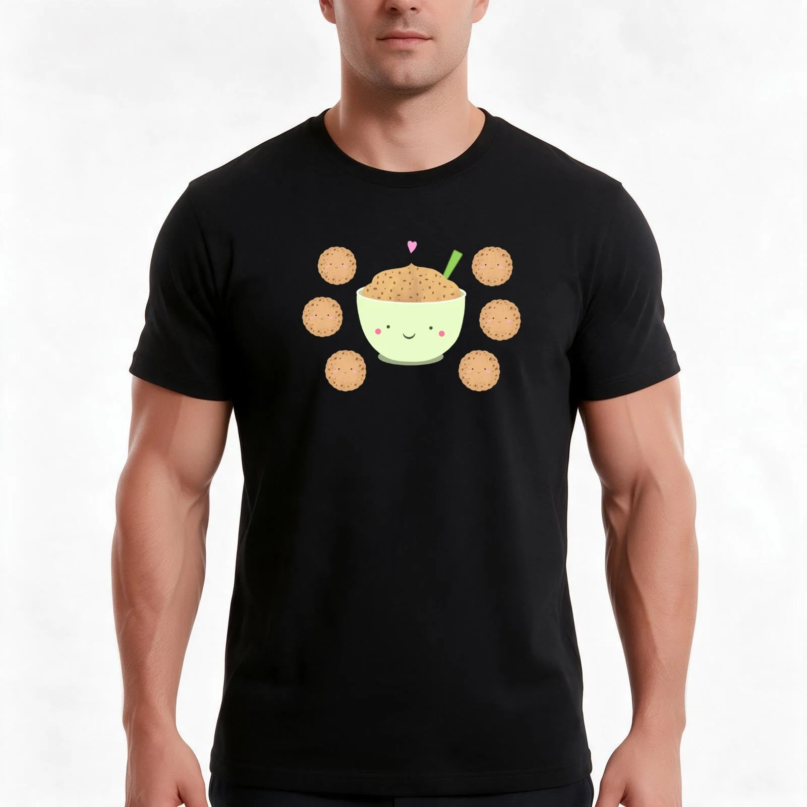 Cookie dough bowl T-Shirt, Summer Casual Cotton Tee, Oversized Streetwear Tops, Vintage Graphic Print, Loose Fit Short Sleeve