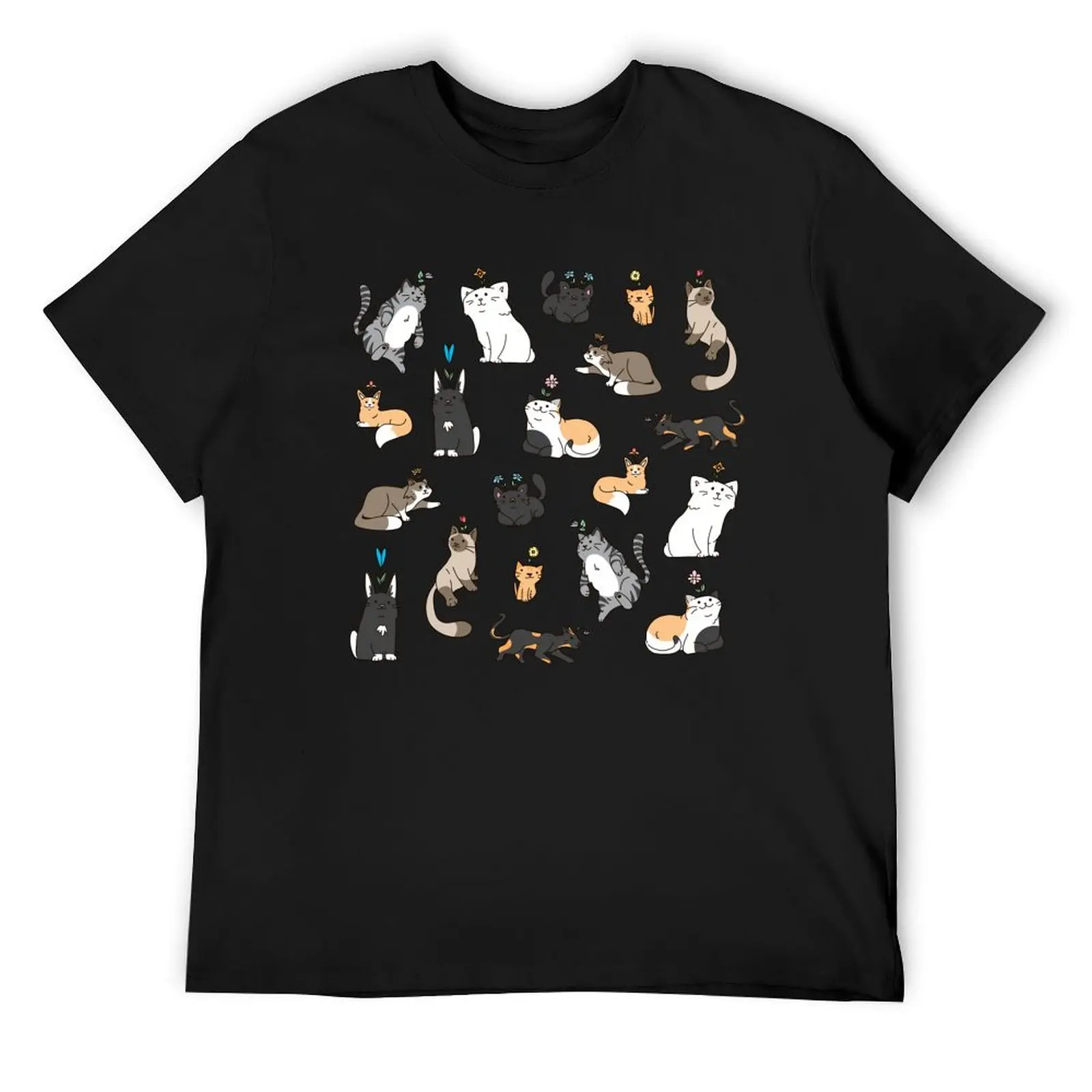 

Cat Flower Party T-Shirt customizeds oversize t-shirts man funny costumes summer top men graphic t shirts