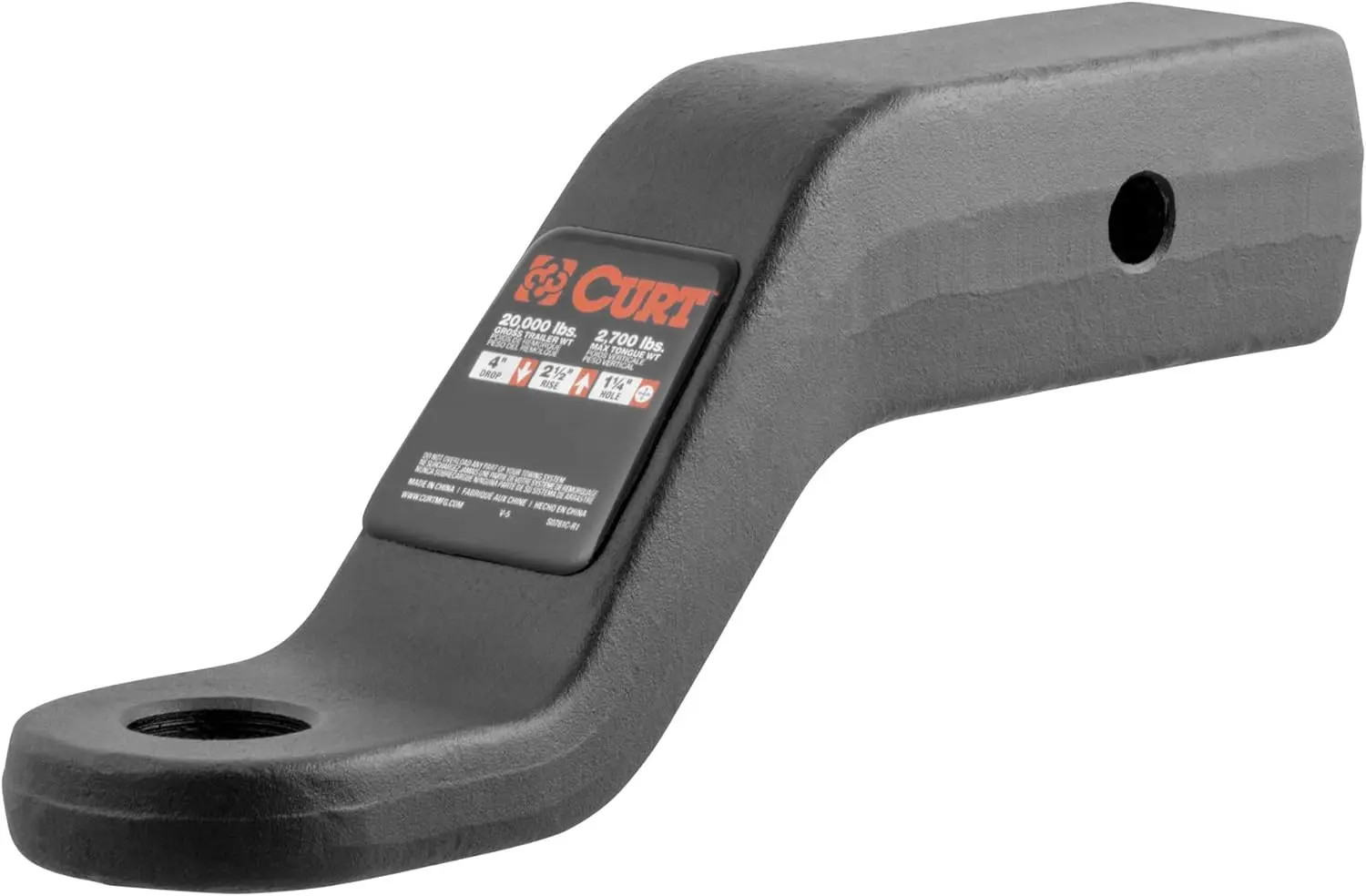 

45458 Шаровое крепление для сцепного устройства коммерческого прицепа, приемник 2-1/2 дюйма, 20 тыс. фунтов, отверстие 1-1/4 дюйма, падение 4 дюйма, подъем 2-1/2 дюйма