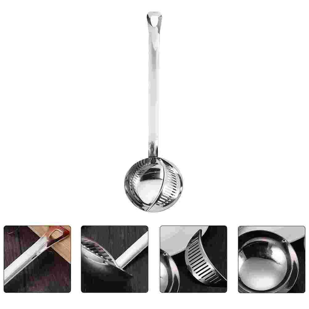 

Filter Colander Long Handle Scoop Household Anti Wrinkle Straw Silver Stainless Steel Spoon