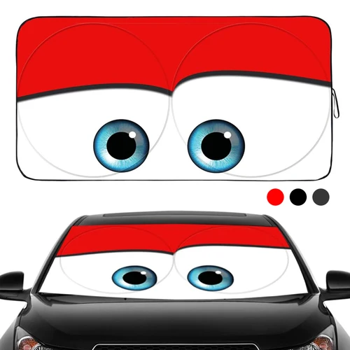 Imagen 2 del producto Parasol para Coche con Diseño de Ojos de Dibujos Animados de 150*70CM, Cubierta para Ventana Delantera, Protección UV, Visera Solar para Coche, Protector de Calor