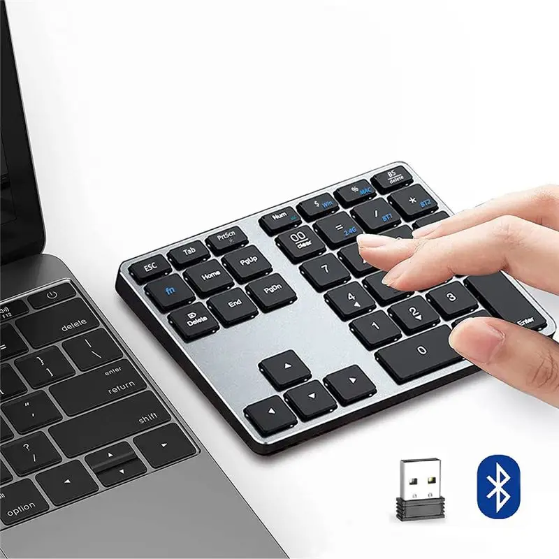 AY14 -1 Set Bluetooth Number Pad 35 Keys Numeric Keypad Portable Slim Bluetooth Numpad For Laptop, Mac,PC, Desktop