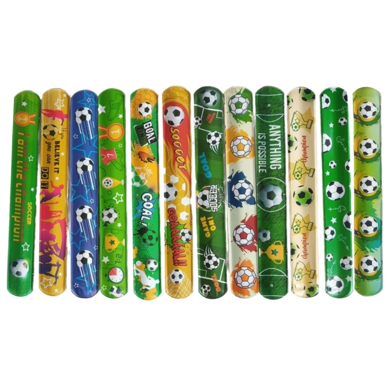 12Pcs Soccer Bracelet Band Football Glove Pattern Slap Bracelets