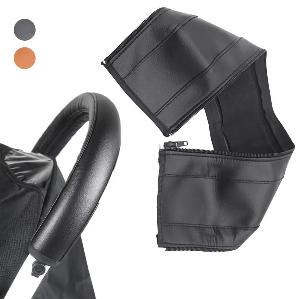 Durable PU Stroller Handlebar Cover Universal Zipper Style Kid Pram Handle Sleeve Anti Slip Washable Protective Glove