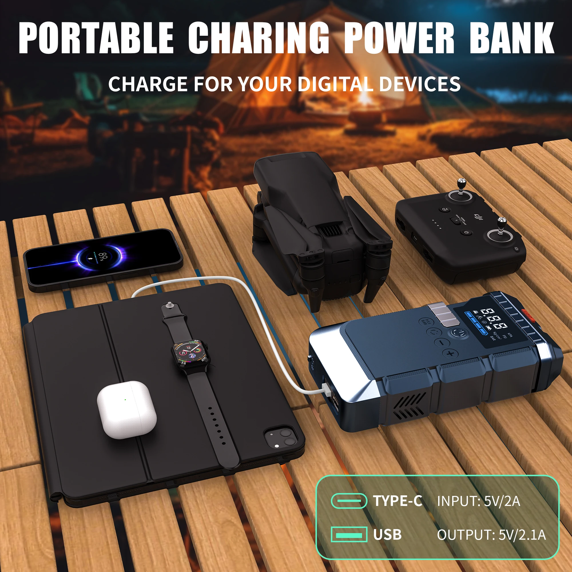 Jump Starter Power Bank 20000Mah - High Power 5000A Car Battery Jump