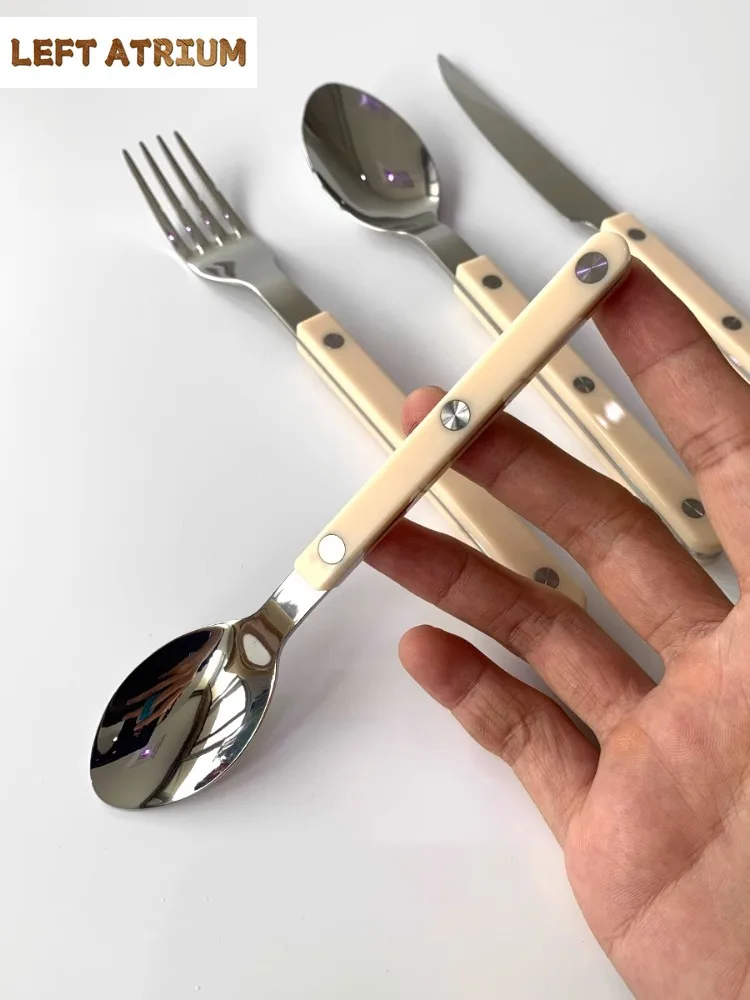 Stainless Steel French Knife, Fork and Spoon Set, Western Steak Dinnerware, Kitchen, Kitchen, Barware, 4Pc Set