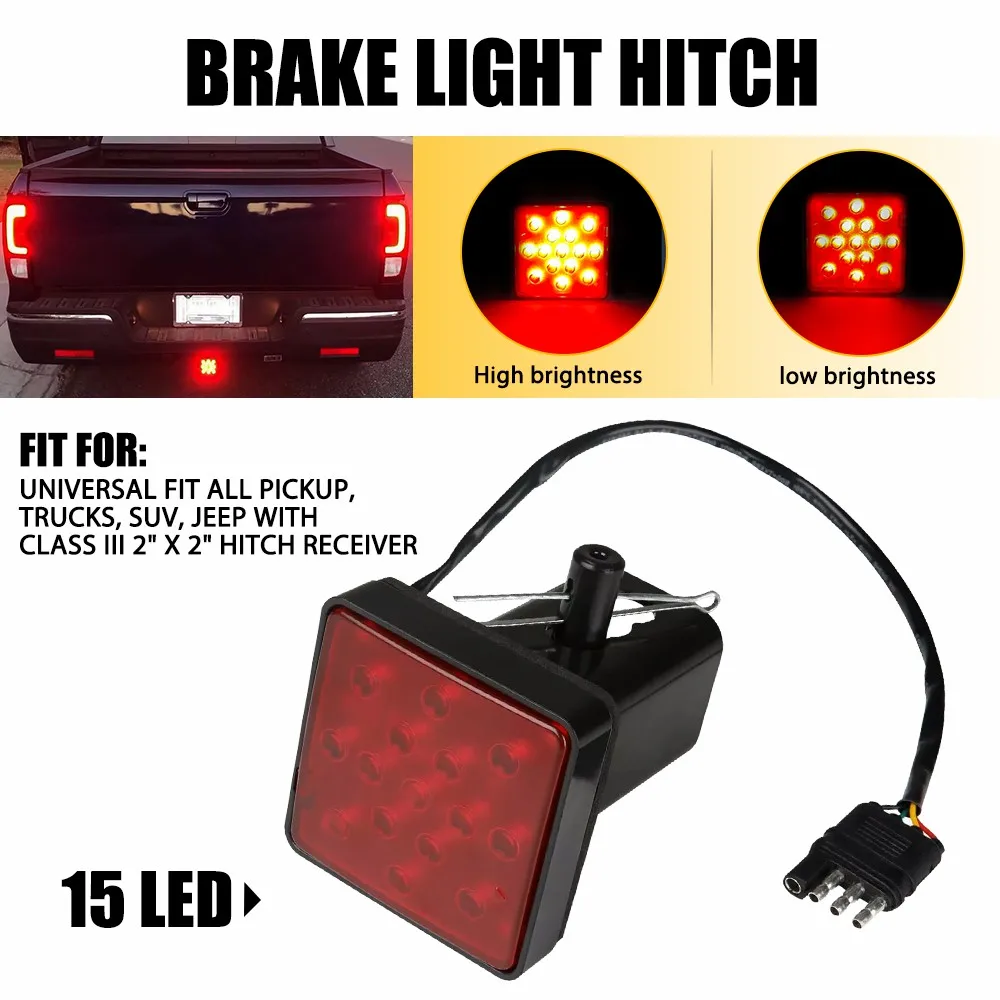 Red 15 LED Light Tow Hitch Driving & Brake Lamp Fit Pickup Trucks 2