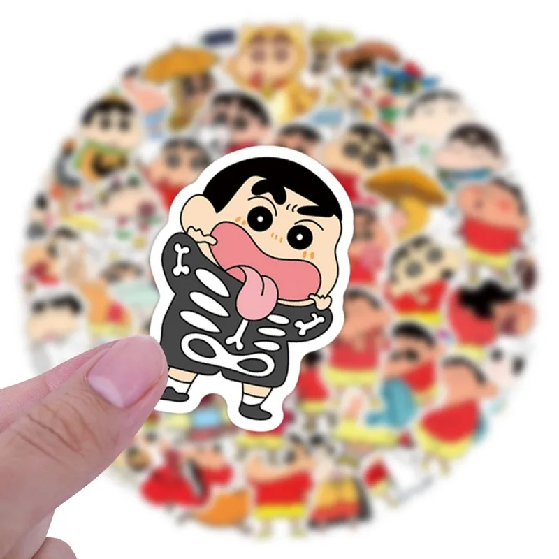 63 szt. Kreskówkowe naklejki Graffiti Crayon Shin-chan na walizkę, laptopa, gitarę, dekoracja DIY, klasyczna zabawka dla dzieci