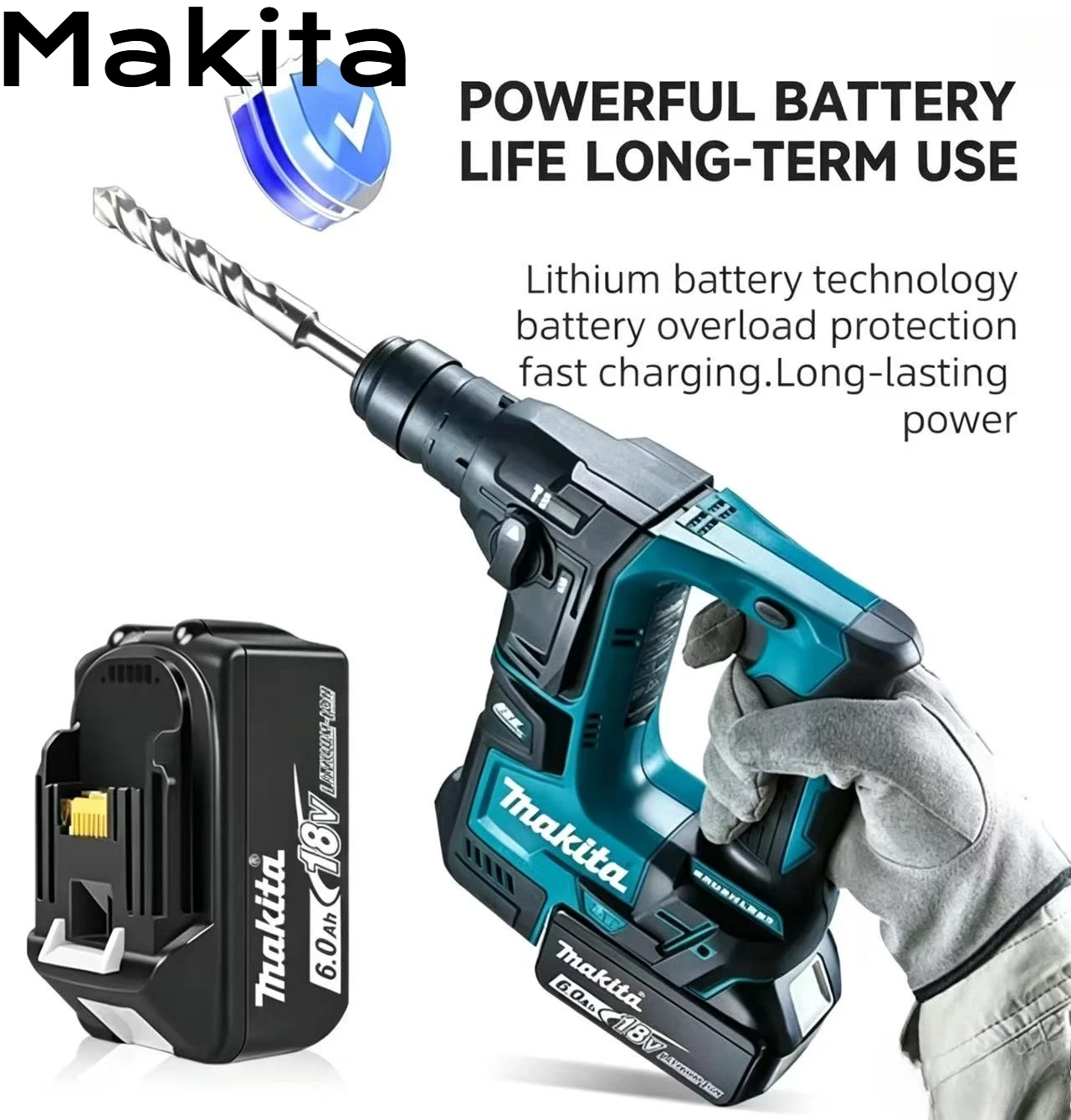 

New 100% Genuine 18V 5/6Ah makita Battery for rechargeable large capacity Power Tools Replacement Li-Ion Battery+charger