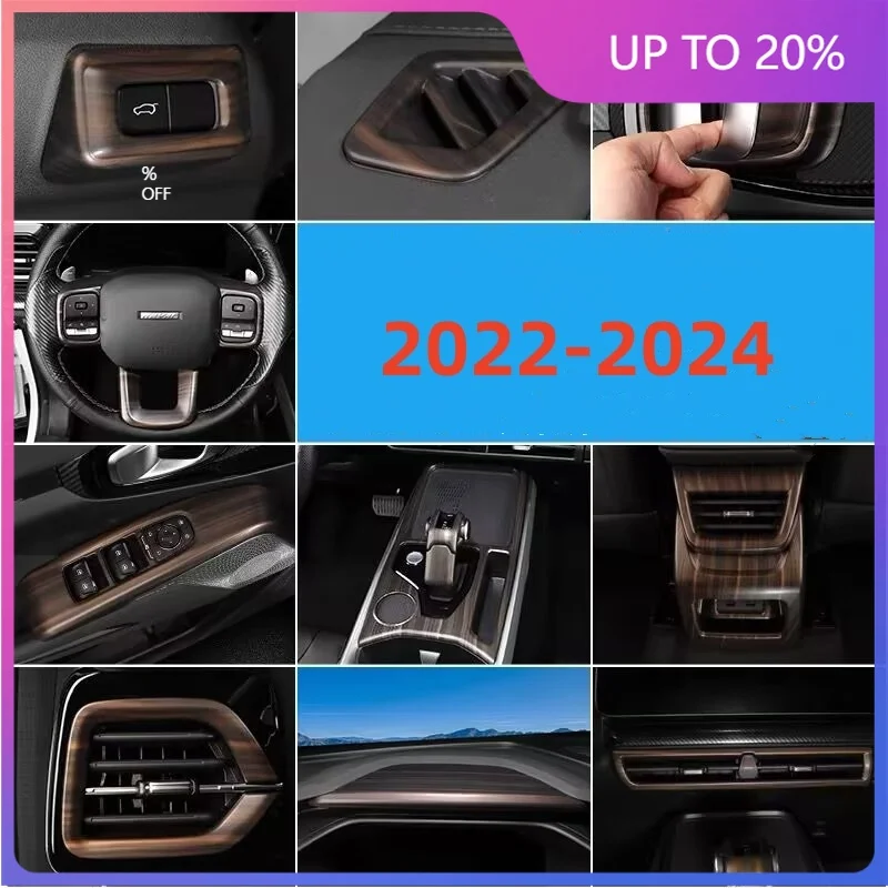 New For HAVAL Cool Dog 2022-2024 ABSCar Console Dashboard Air Vent Outlet Frame Ring Bezel Stickers Center Conditioner Accessori