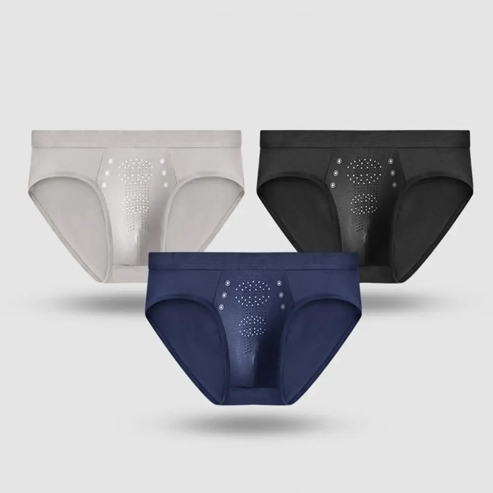 Protective Briefs Solid Color Plus Size Particle Massage Male Underpants Men Clothes Summer Cooling Seamless Breathable Bikini