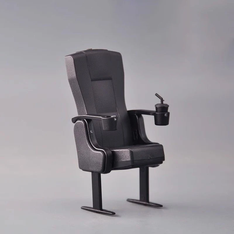 Miniature Cinema Chair, Dollhouse, Soldier Model Scene, Tabletop Decoration, Micromodel, Red, Black, 1:12