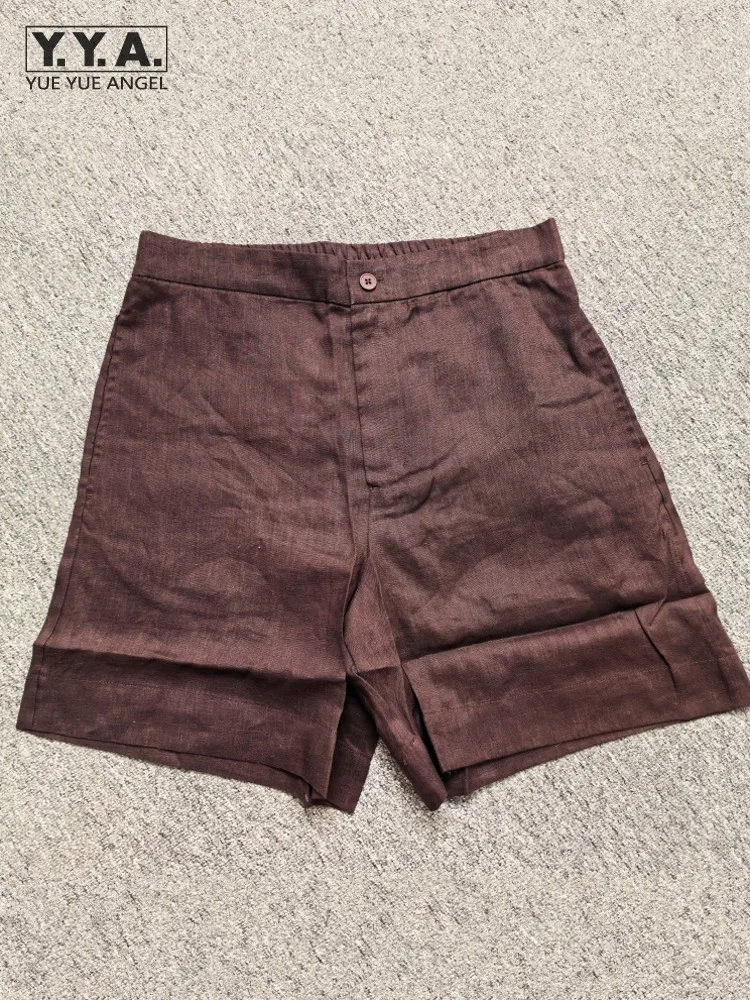 Summer Fashion Versatile Women Streetwear 100% Linen Loose Shorts Office Casual Lady Shorts Wide Leg Solid Color Short Trouser