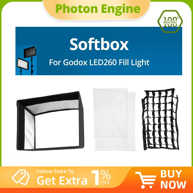 

Софтбокс Godox LEDP260C с диффузором и сотовой решеткой для светодиодных видеосветильников Godox (только софтбокс)